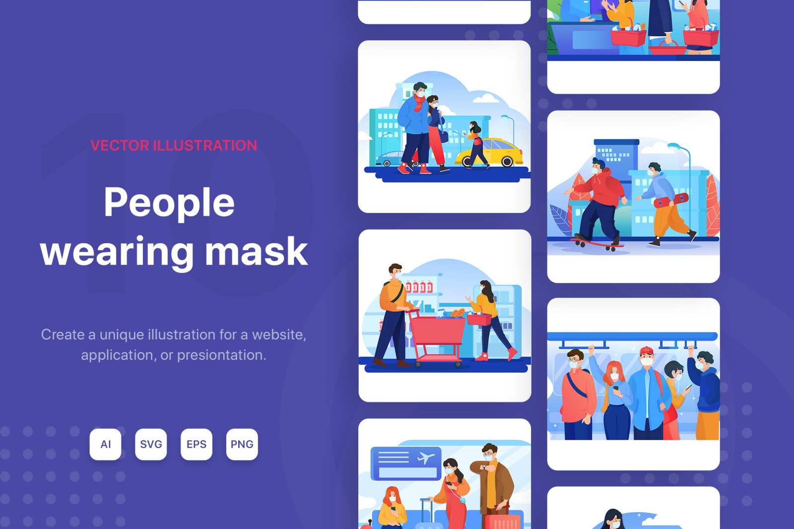 M99_People wearing mask Illustrations M99_People wearing mask Illustrations