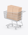 Shopping Cart W/ Kraft Boxes Mockup