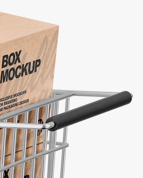 Shopping Cart W/ Kraft Boxes Mockup