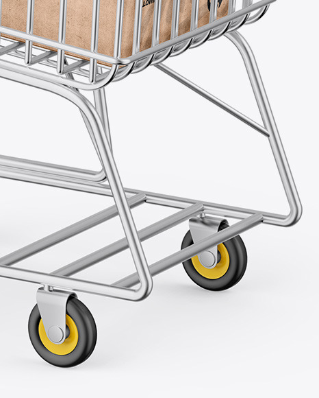 Shopping Cart W/ Kraft Boxes Mockup