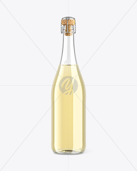 Clear Glass Lambrusco Bottle With White Wine Mockup