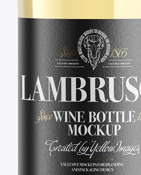 Clear Glass Lambrusco Bottle With White Wine Mockup