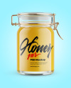 Glass Honey Jar With Clamp Lid Mockup