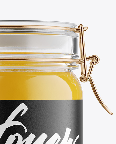 Glass Honey Jar With Clamp Lid Mockup