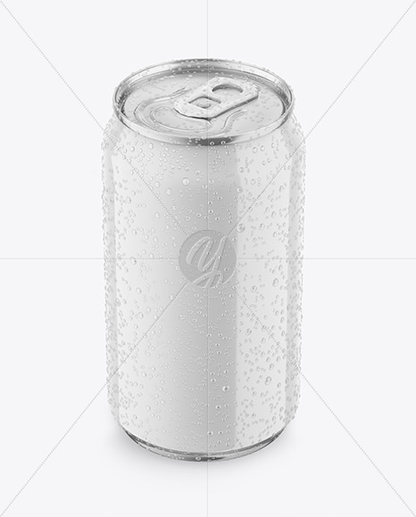 Metallic Drink Can With Glossy Finish And Condensation Mockup