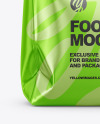 Glossy Metallic Food Bag Mockup - Front View