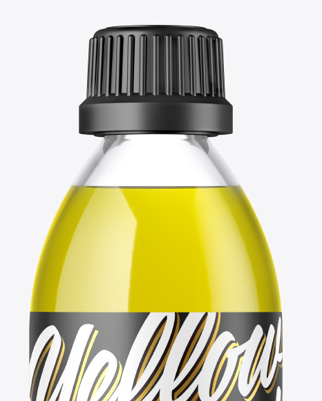 Clear Glass Bottle with Oil Mockup