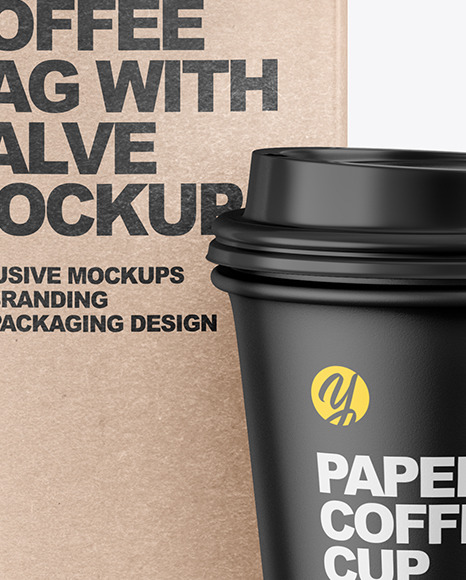 Kraft Coffee Bag with Cup Mockup