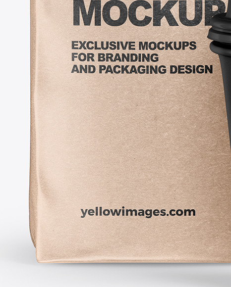 Kraft Coffee Bag with Cup Mockup