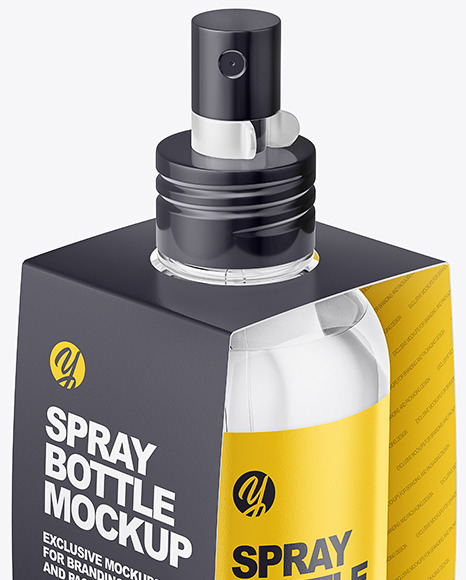 Sprayer Bottle Matte Paper Pack Mockup - Half Side View