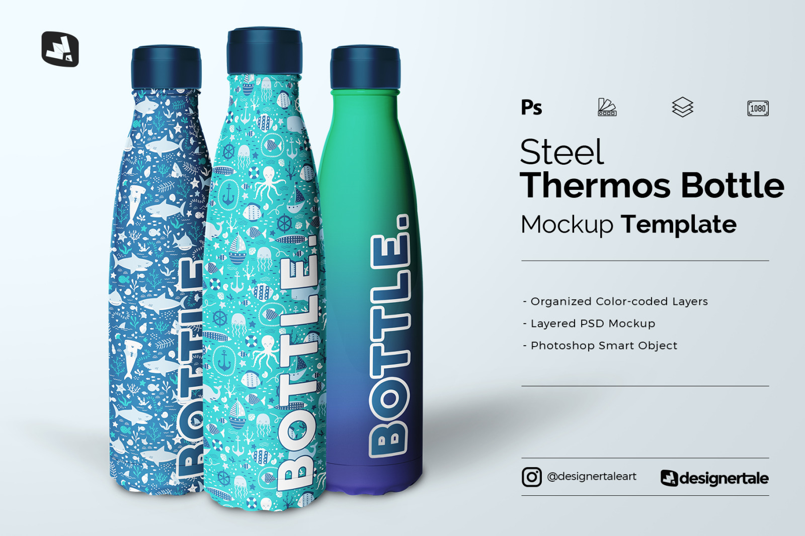 Steel Thermos Bottle Mockup Steel Thermos Bottle Mockup