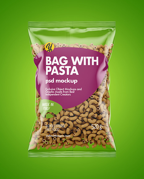 Whole Wheat Chifferini Rigati Pasta Bag Mockup