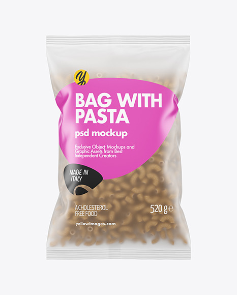 Whole Wheat Chifferini Rigati Pasta Frosted Bag Mockup