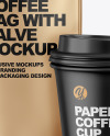 Metallic Coffee Bag with Cup Mockup