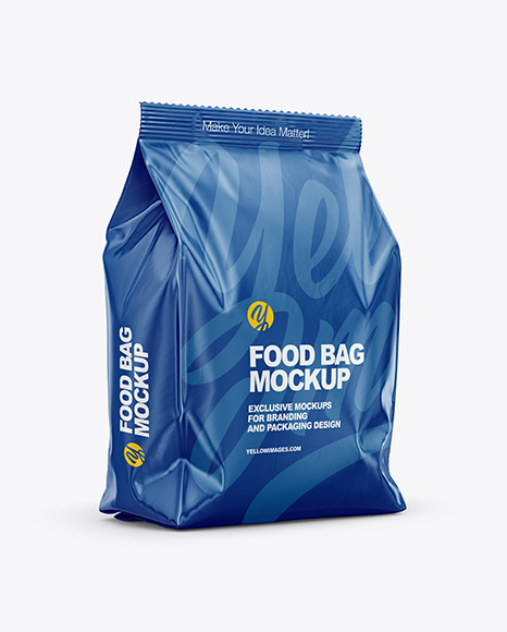 Glossy Food Bag Mockup - Half Side View