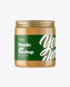 Plastic Jar with Peanut Butter Mockup