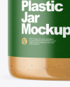 Plastic Jar with Peanut Butter Mockup