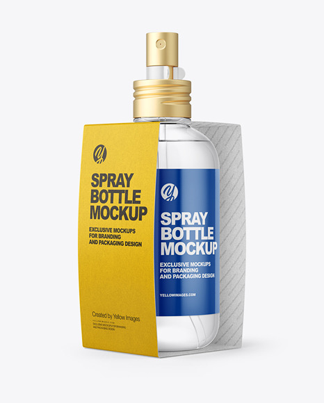 Sprayer Bottle Kraft Paper Pack Mockup - Half Side View