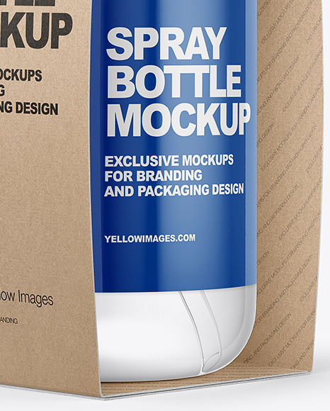 Sprayer Bottle Kraft Paper Pack Mockup - Half Side View