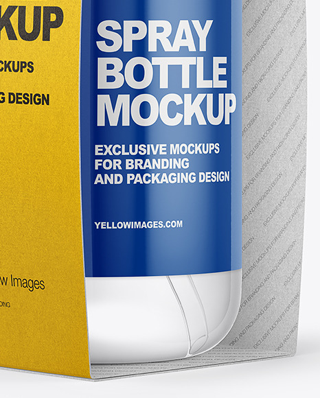 Sprayer Bottle Kraft Paper Pack Mockup - Half Side View