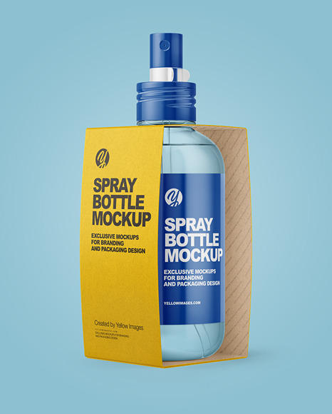 Sprayer Bottle Kraft Paper Pack Mockup - Half Side View