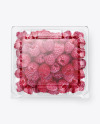 Clear Transparent Plastic Container with Raspberries Mockup – Top View