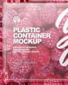 Clear Transparent Plastic Container with Raspberries Mockup – Top View