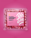 Clear Transparent Plastic Container with Raspberries Mockup – Top View