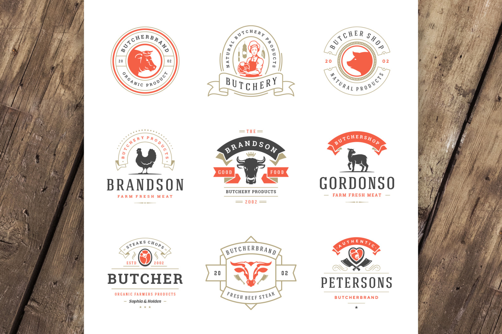 18 Meat Food Logos and Badges