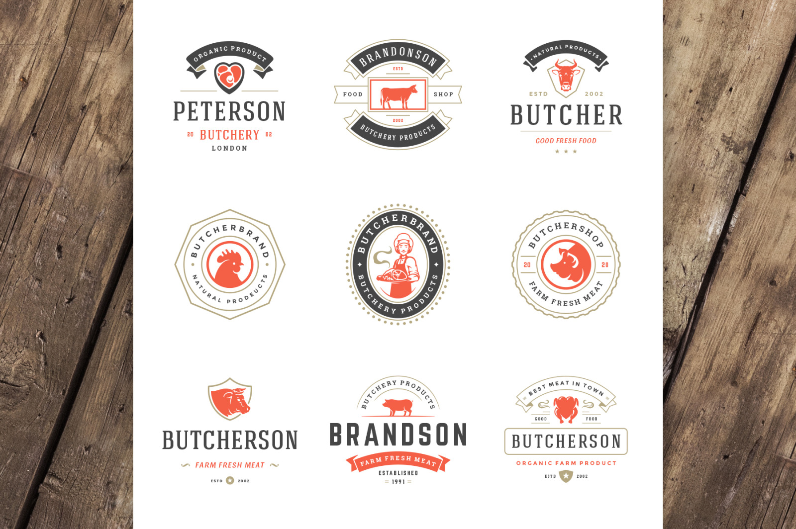 18 Meat Food Logos and Badges