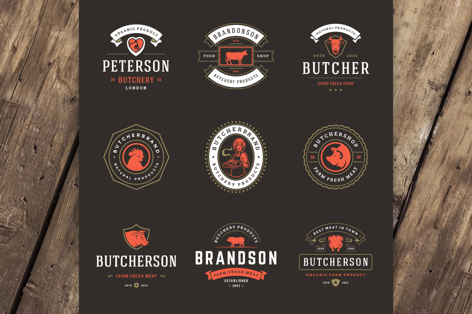 18 Meat Food Logos and Badges