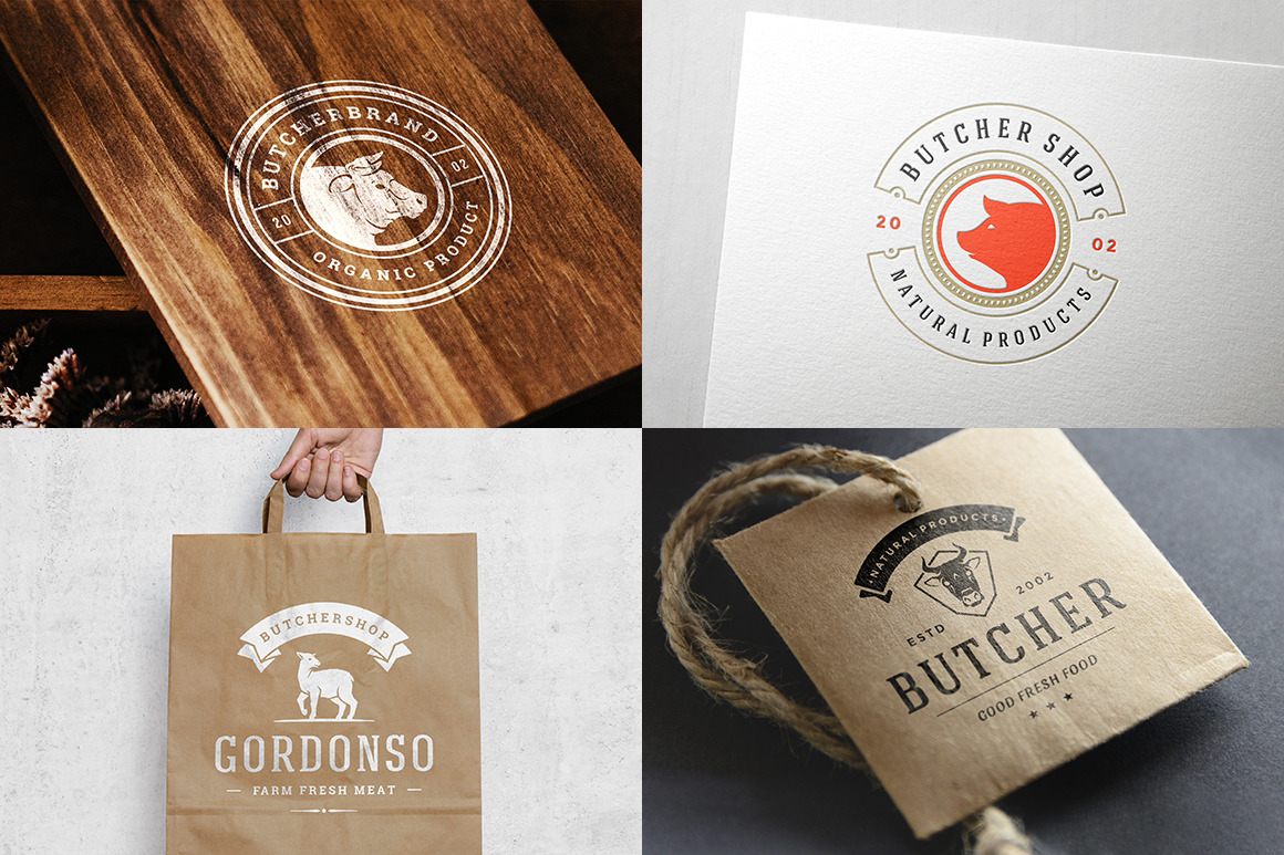 18 Meat Food Logos and Badges