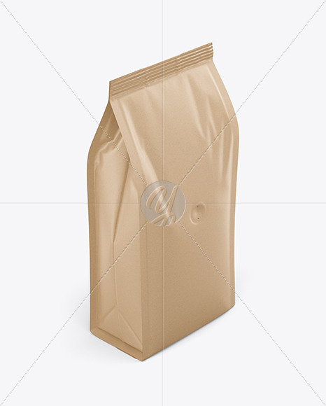 Kraft Coffee Bag Mockup - Half Side View