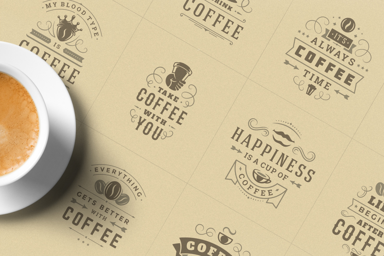Coffee Quotes and Phrases set Coffee Quotes and Phrases set