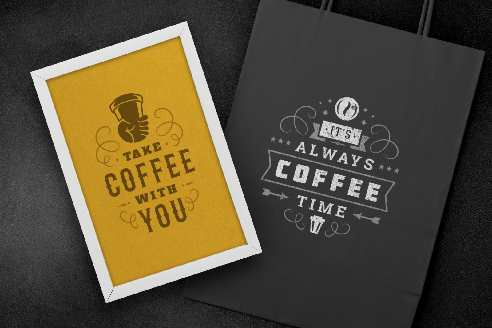 Coffee Quotes and Phrases set