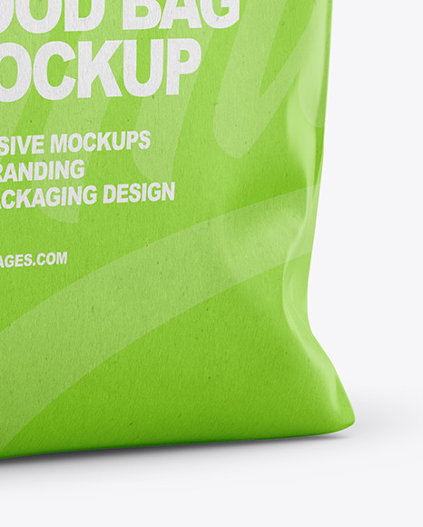 Kraft Food Bag Mockup - Half Side View