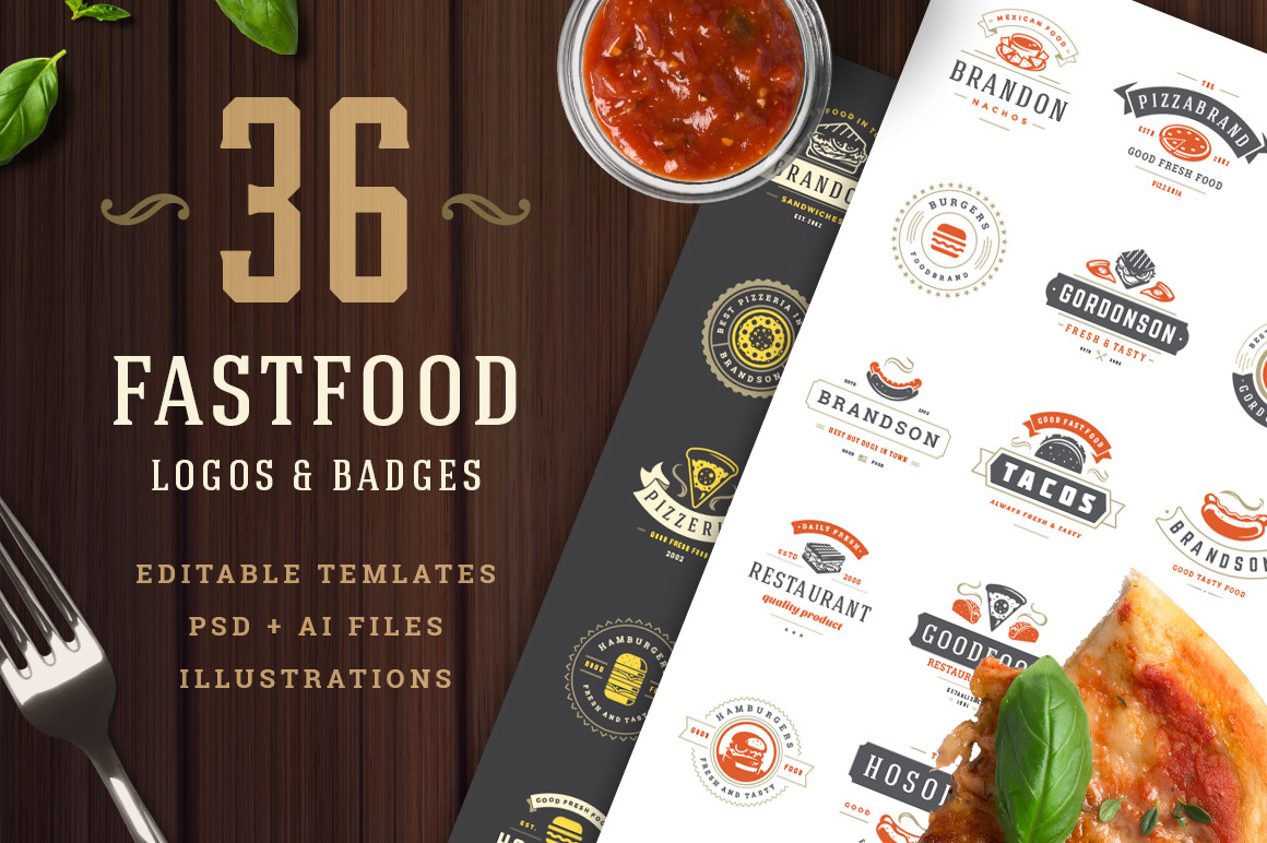 36 Fast Food Logos and Badges 36 Fast Food Logos and Badges