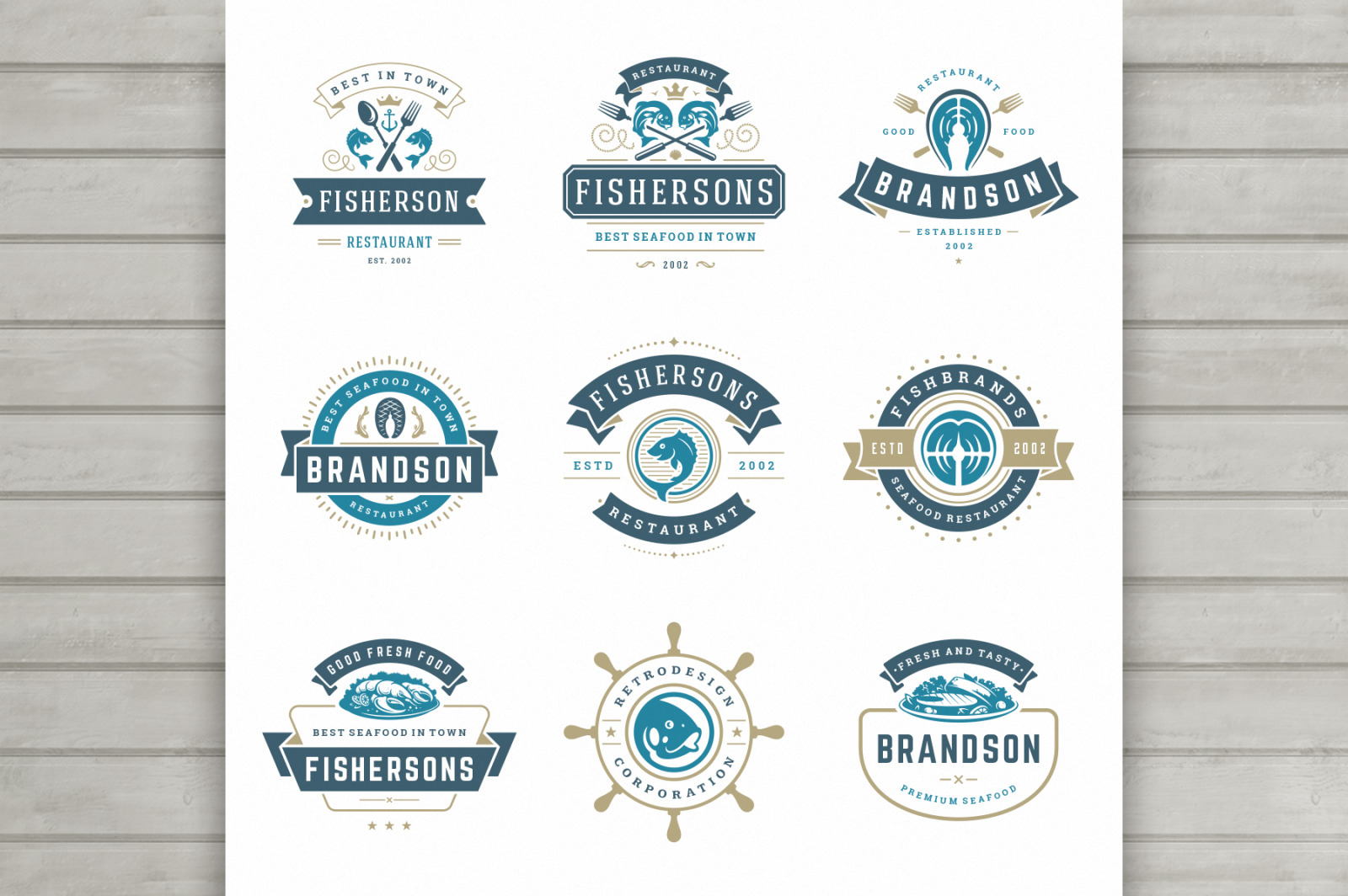18 Seafood Logos & Badges 18 Seafood Logos & Badges