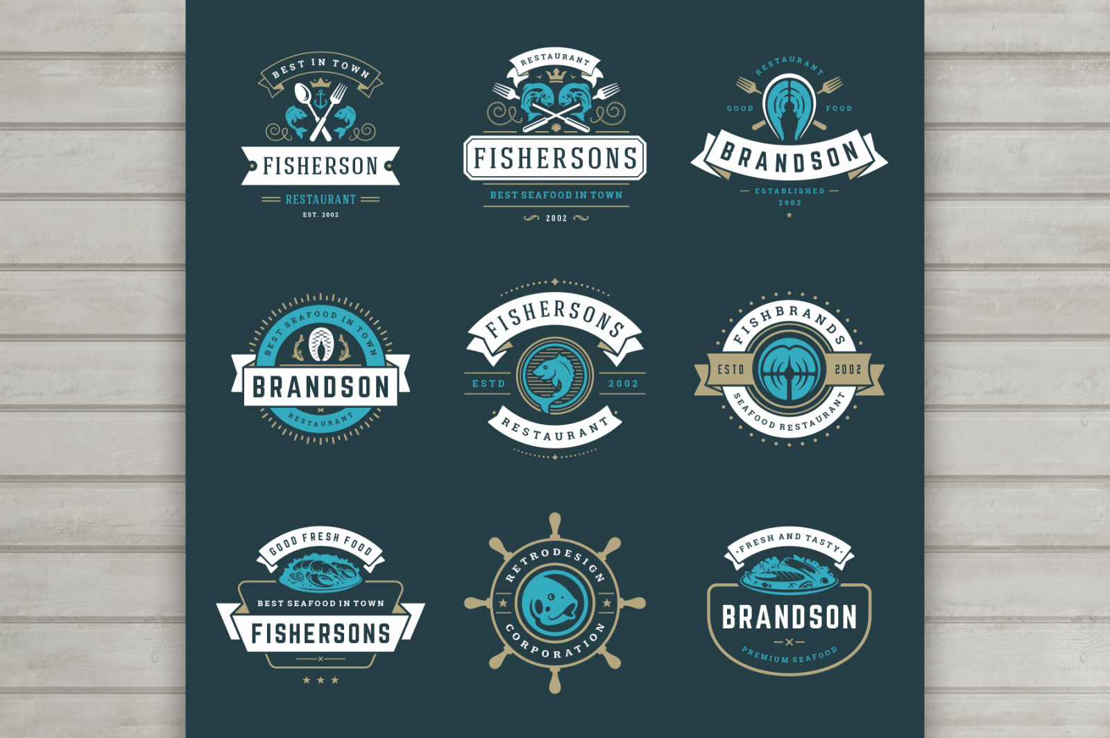 18 Seafood Logos & Badges 18 Seafood Logos & Badges