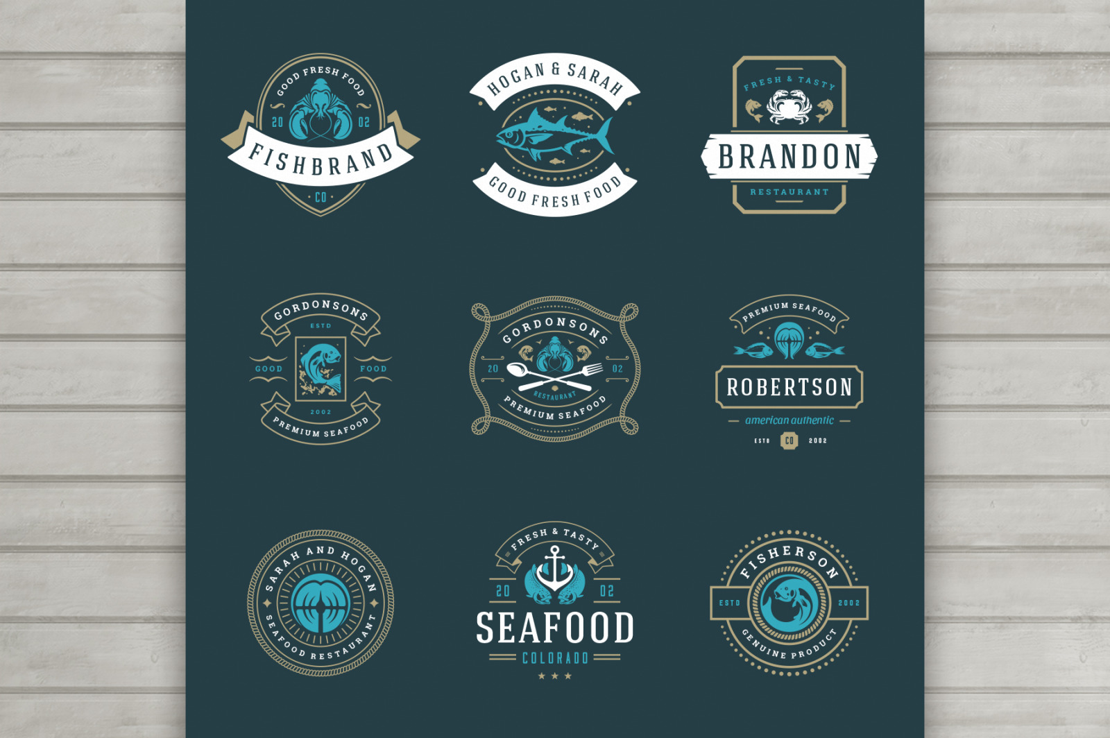 18 Seafood Logos & Badges 18 Seafood Logos & Badges