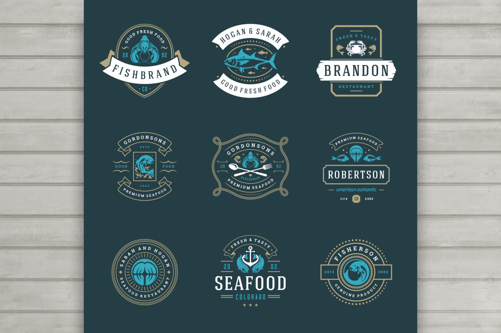 18 Seafood Logos &amp; Badges