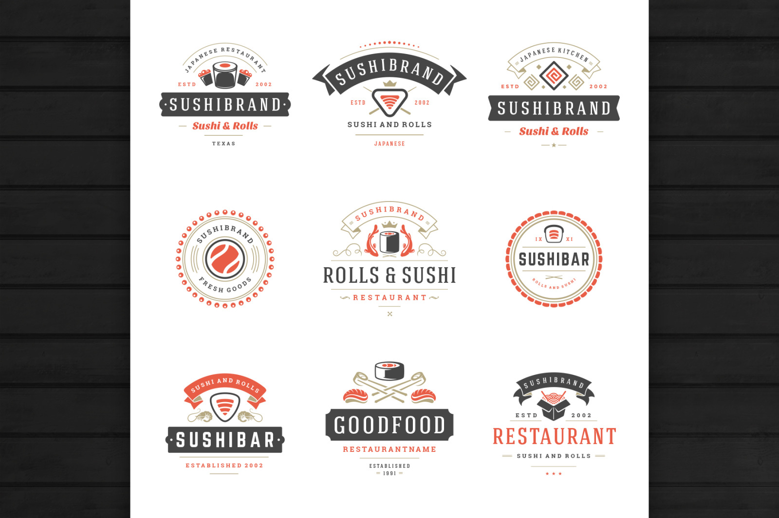18 Sushi Bar Logos and Badges 18 Sushi Bar Logos and Badges