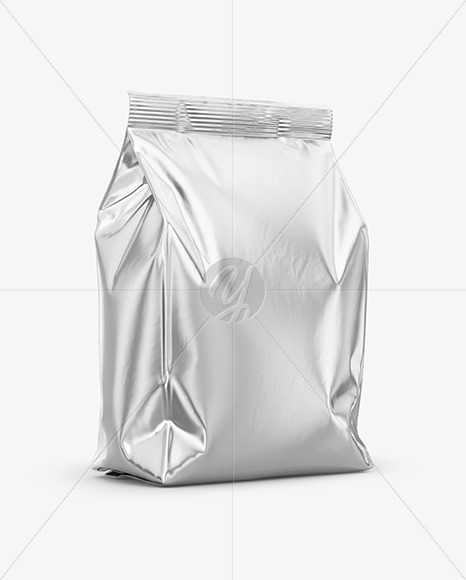 Glossy Metallic Food Bag Mockup - Half Side View