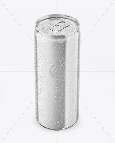 Metallic Drink Can With Condensation Mockup