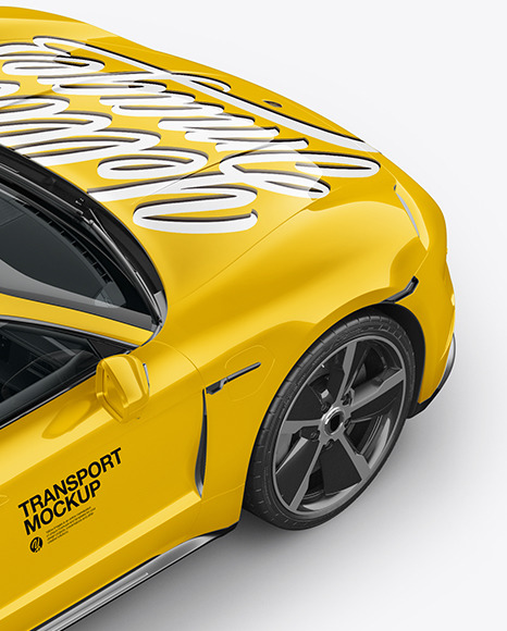 Electric Sport Car Mockup - Back HalfSide View (High-Angle Shot)