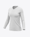 Women’s Long Sleeve T-Shirt Mockup - Front Half Side View