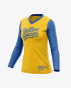 Women’s Long Sleeve T-Shirt Mockup - Front Half Side View