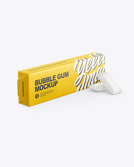 Chewing Bubble Gum Pads Matte Packaging Mockup - Half Side View