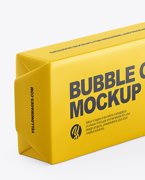 Chewing Bubble Gum Pads Matte Packaging Mockup - Half Side View