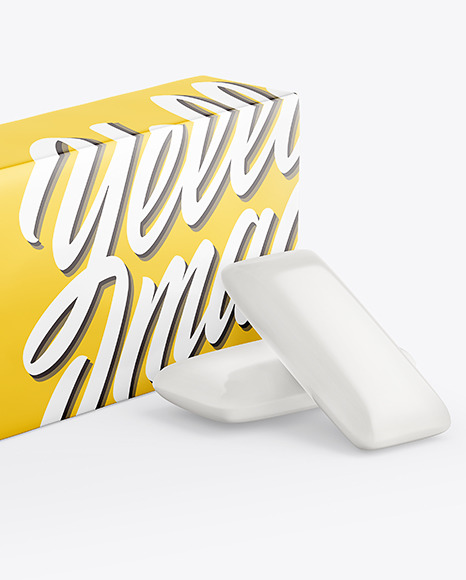 Chewing Bubble Gum Pads Matte Packaging Mockup - Half Side View